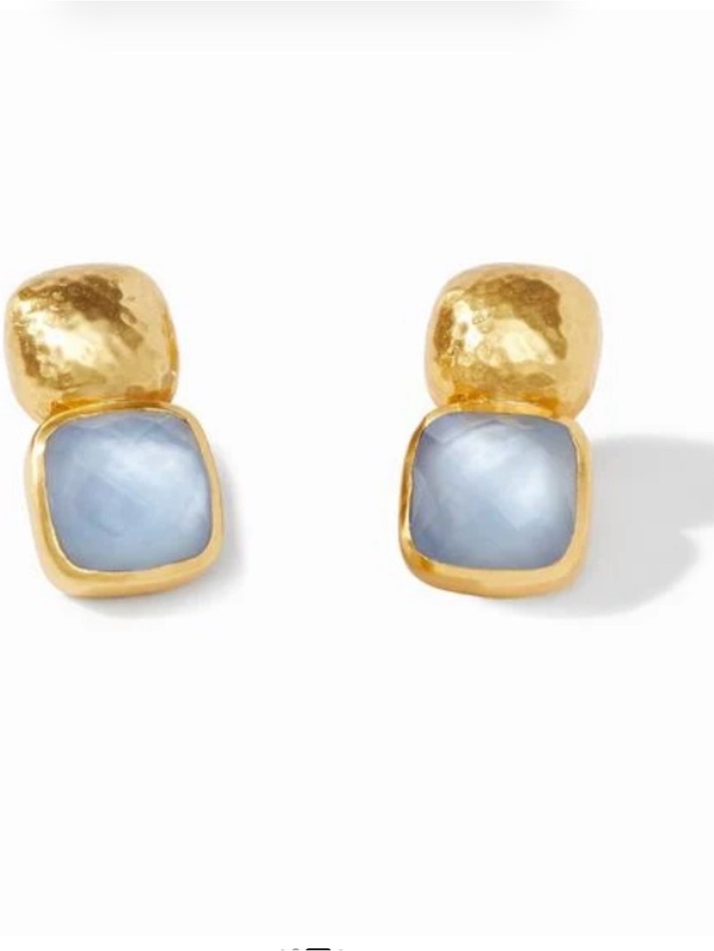 Julie Vos Catalina Gold-Plated Earrings Blue Faceted Stones - Women Jewelry
